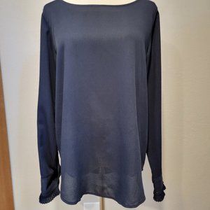 Anne Taylor, Navy, Long Sleeve Blouse - Size ST. Classic! Excellent Condition!